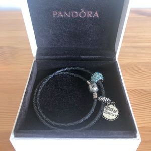 Pandora Bracelet Double Banded Black Band with Nashville charm